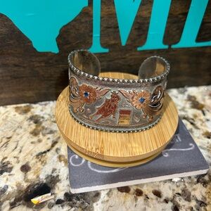 Sterling Silver and Gold Floral Cuff Bracelet